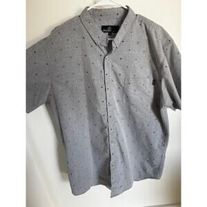 Molokai Surf Co. Men's Button-Up Short-Sleeve Shirt Gray Nautical‎ Size XXL 2XL